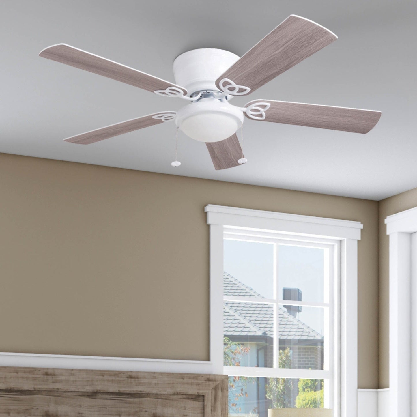 52 Prominence Home Benton Traditional Indoor LED Ceiling Fan with Light, Pull Chains