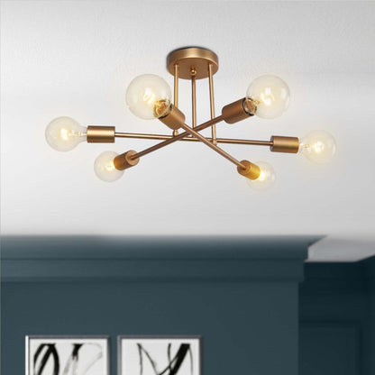 6 - Light Modern Metal 23.62'' Sputnik Semi-Flush Mount Ceiling Light
