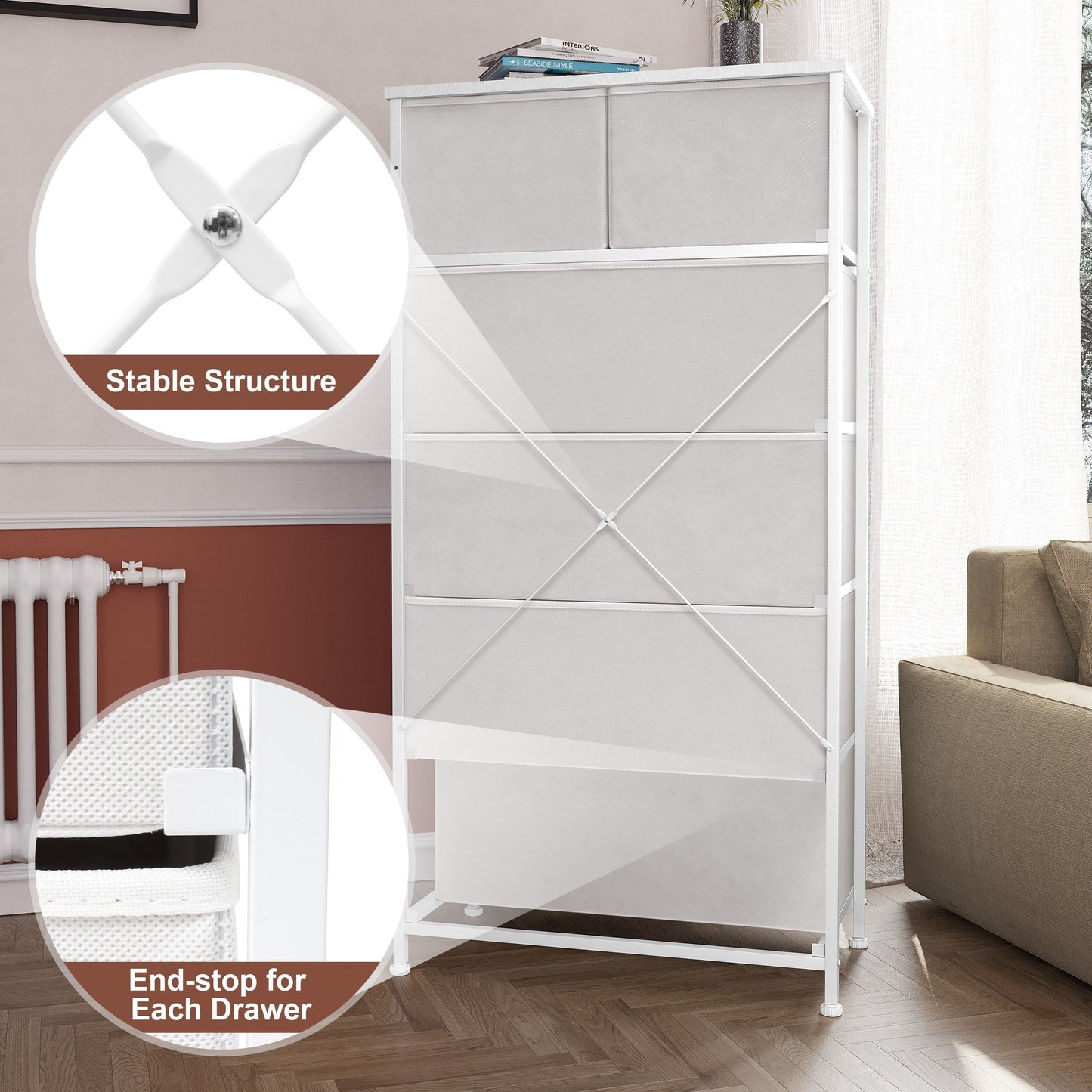 6-drawer Chest Vertical Dresser Storage Tower by Crestlive Products