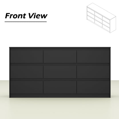 Commode d'appoint à 9 tiroirs 63W pour salon, chambre à coucher