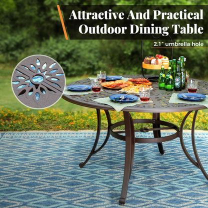 Ensemble de salle à manger/salle à manger de patio en aluminium moulé MAISON ARTS avec table à manger ronde et 6 chaises de patio en aluminium moulé