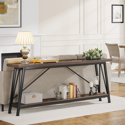 Table console d'entrée de style industriel extra-longue de 70,9 pouces