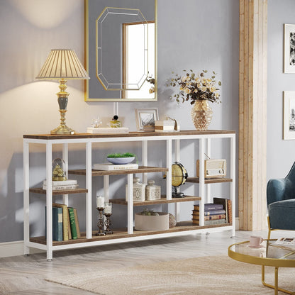 Console de canapé de 70,9 pouces avec rangement, table d'entrée à 3 niveaux pour couloir