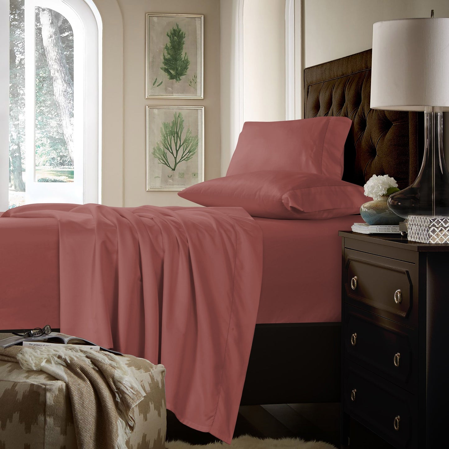 750TC Cotton Extra Deep Pocket Sheet Set with Oversized Flat Sheet