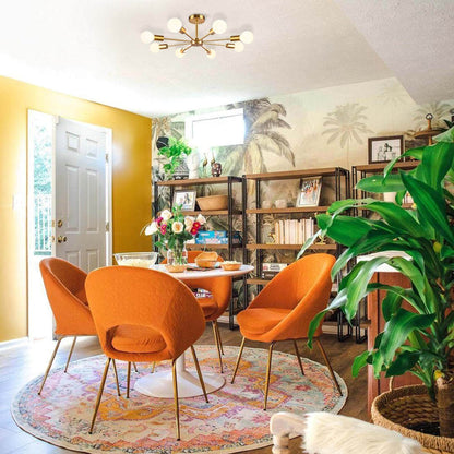 Black/ Gold Sputnik Semi Flush Mount Lamp Close to Ceiling Light Fixture for Living Room/ Kitchen/ Office/ Bedroom/ Foyer