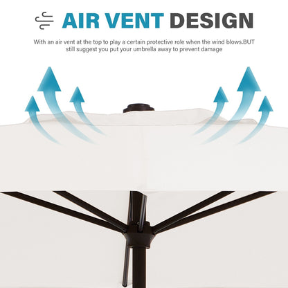 8*10ft Rectangular Patio Market Umbrella with Crank & Tilt，UV-Resistant
