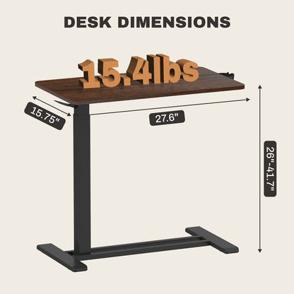 FunniHomi 28/32 Movable Overbed Table Height Adjustable Computer Desk with Wheels, White/Black Laptop Table for Bed and Sofa