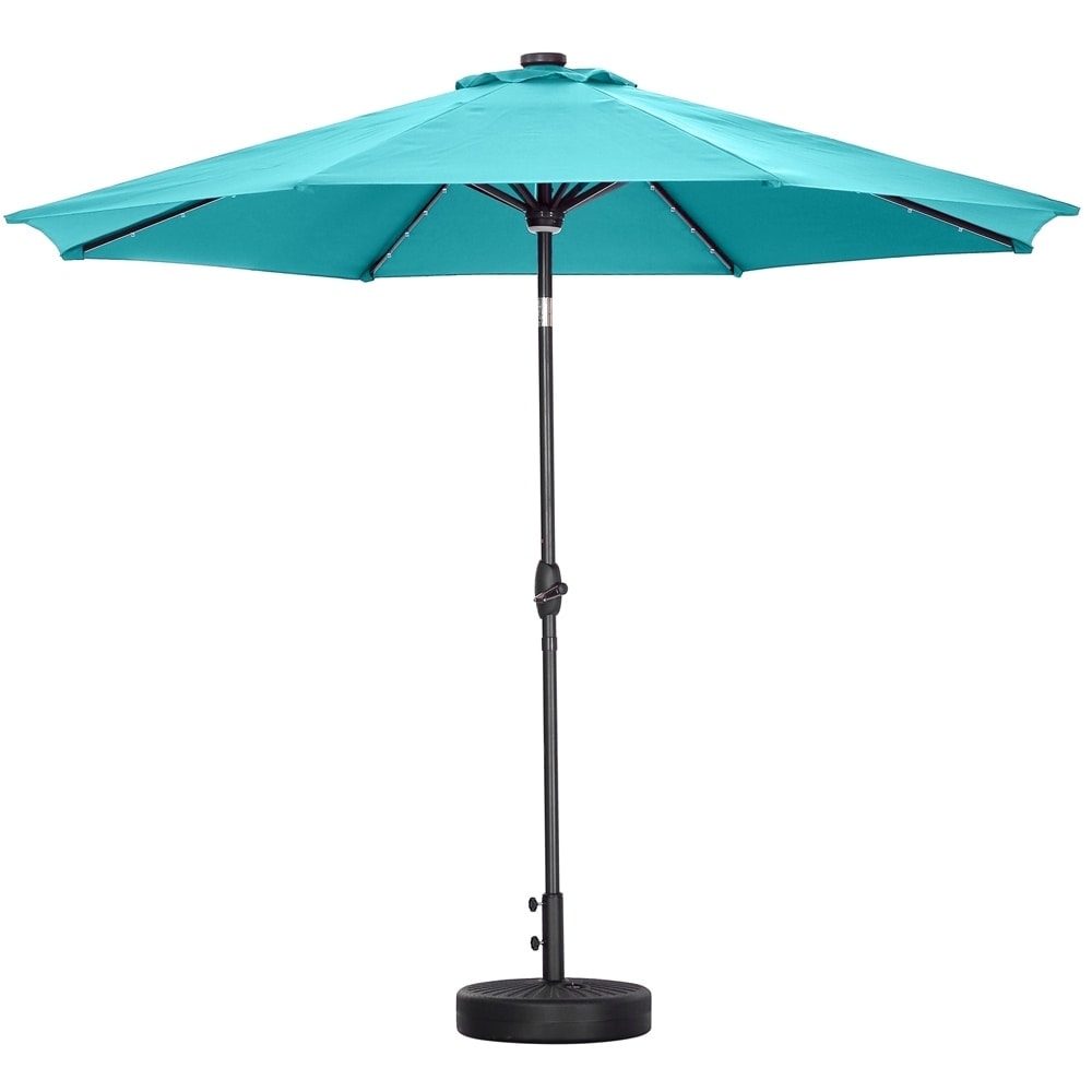 Ainfox 10ft Patio Umbrella with Lights Outdoor Solar Umbrella without Base