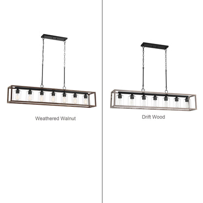 Lustre linéaire rectangulaire Allegray Farmhouse de 52 po à 7 lumières pour îlot de cuisine