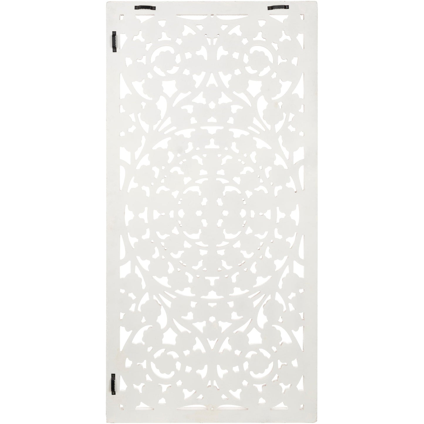 Panneau mural Allen blanc lavé sculpté à la main 48 x 28 pouces avec incrustation de miroir