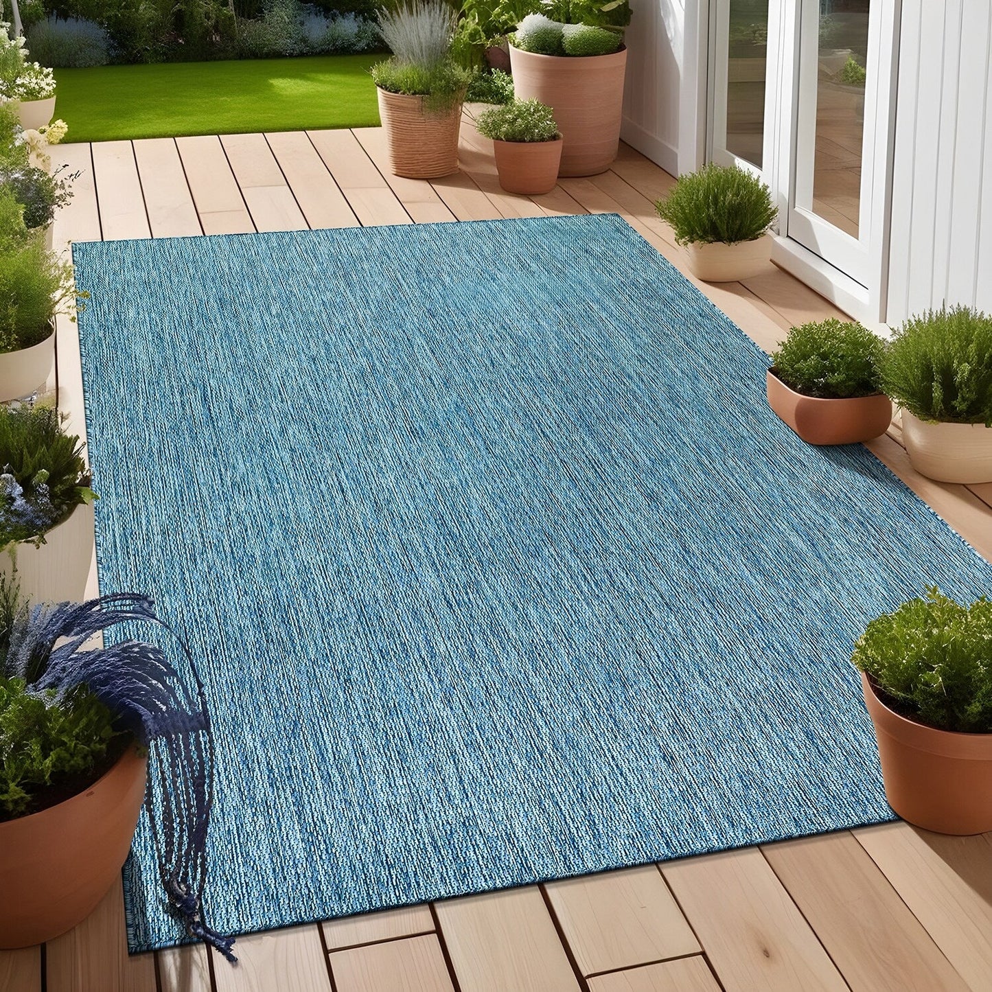 Aloha Washable Solid Indoor Outdoor Area Rug Patio Deck Living Room