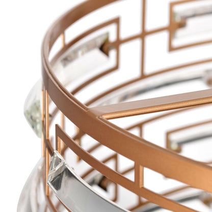 Lustre à abat-jour tambour Anita avec prisme en verre transparent