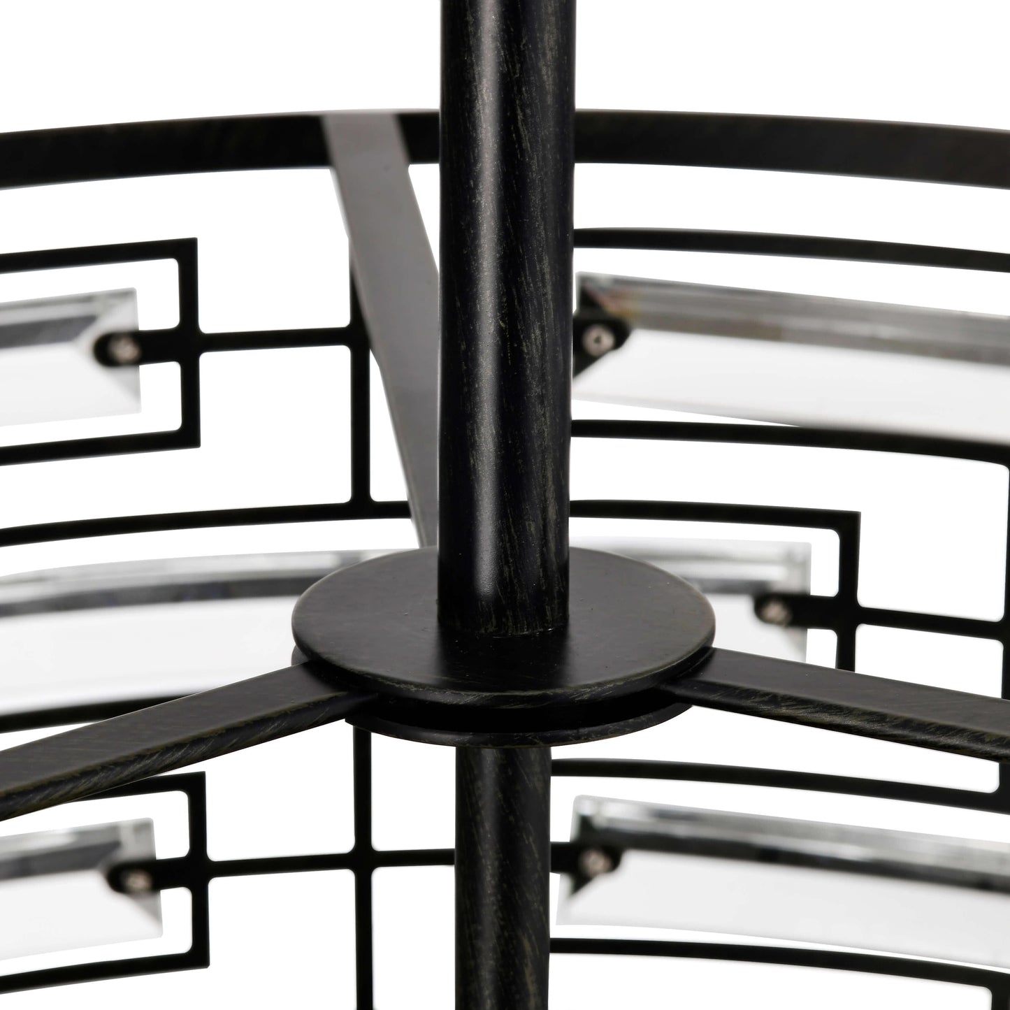 Lustre à abat-jour tambour Anita avec prisme en verre transparent