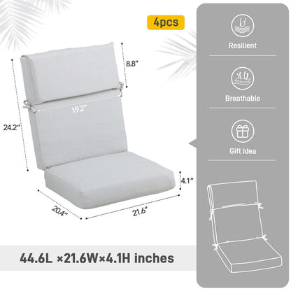 Lot de 4 coussins de chaise à dossier haut Aoodor Patio, 46 ​​x 21 x 4 pouces (coussins uniquement)