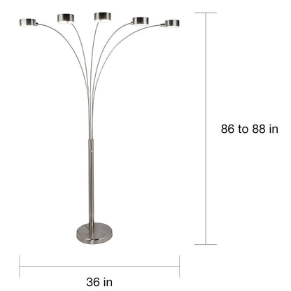Lampadaire arqué en acier brossé Charlie de Strick &amp; Bolton à 5 lumières