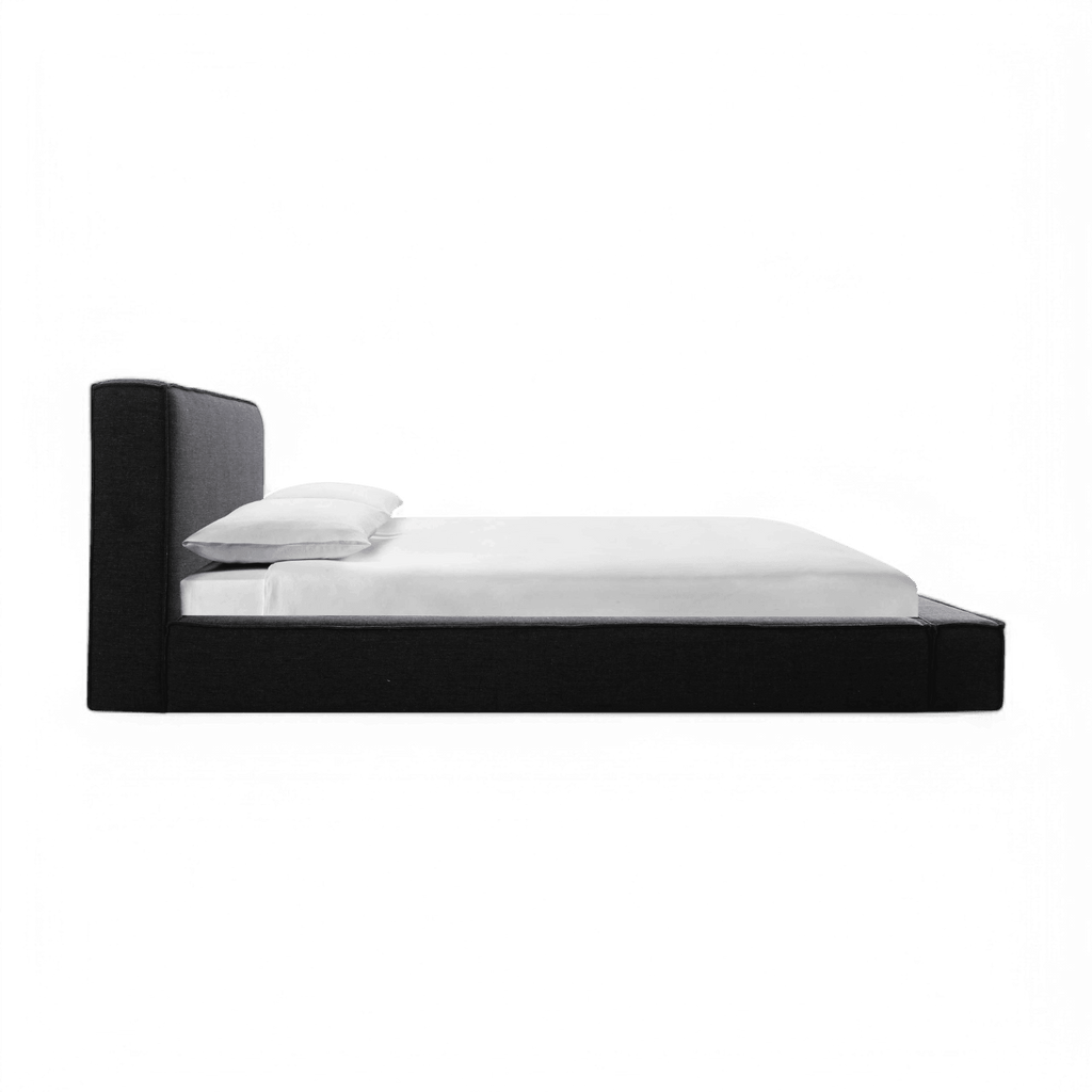 Lit Queen en tissu noir Nova