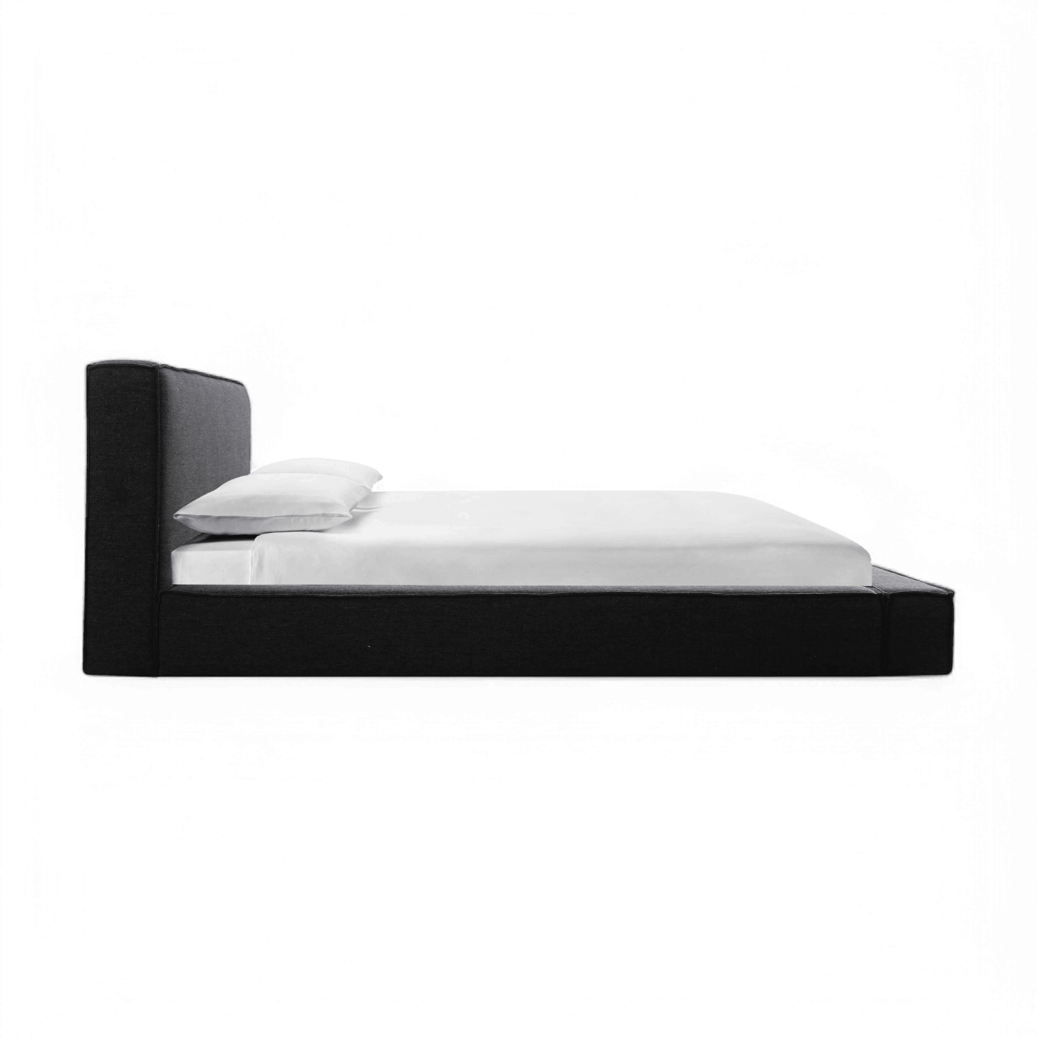 Lit Queen en tissu noir Nova