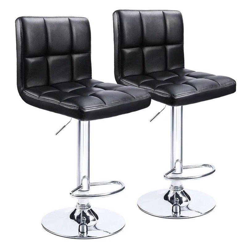 Bar Stools Adjustable Armless Swivel PU Leather Barstools Set of 2