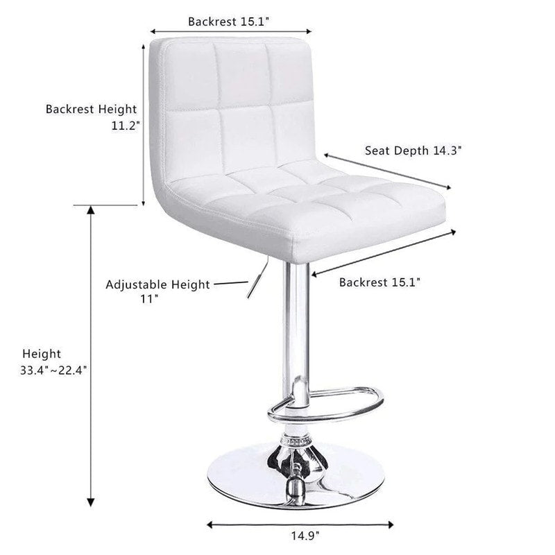 Bar Stools Adjustable Armless Swivel PU Leather Barstools Set of 2