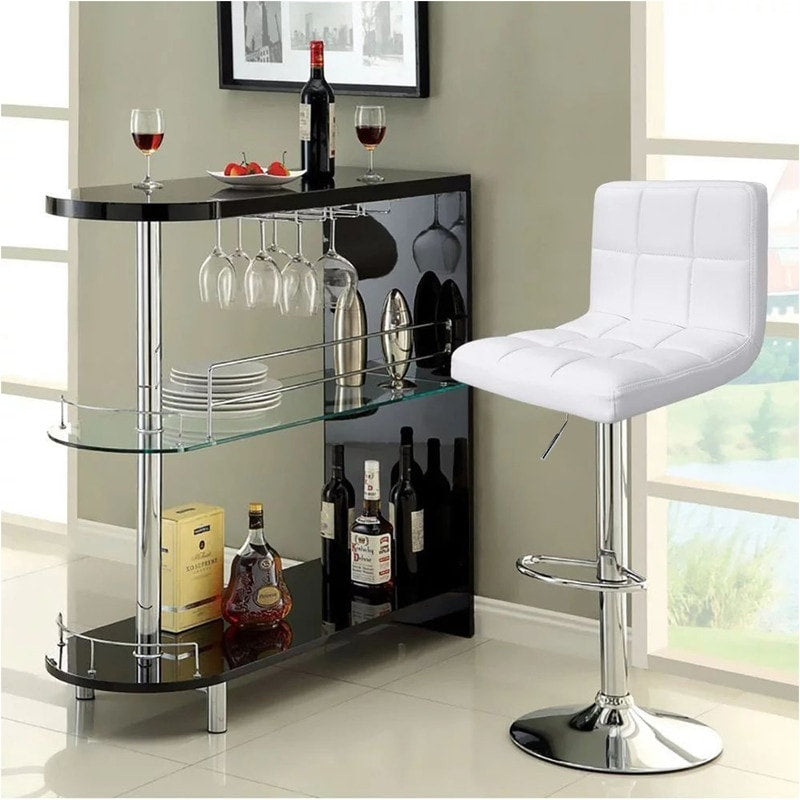 Bar Stools Adjustable Armless Swivel PU Leather Barstools Set of 2