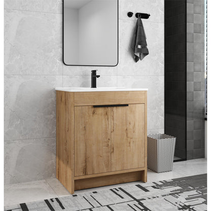 Beingnext Meuble-lavabo 24/30/36 avec porte à fermeture douce et étagère réglable