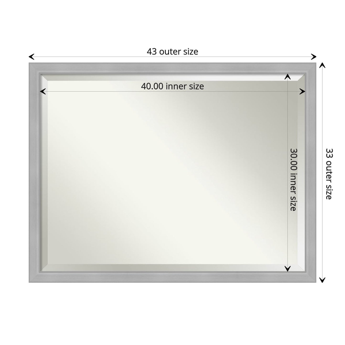 Beveled Bathroom Wall Mirror - Vista Brushed Nickel Frame
