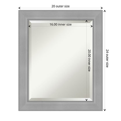 Beveled Bathroom Wall Mirror - Vista Brushed Nickel Frame