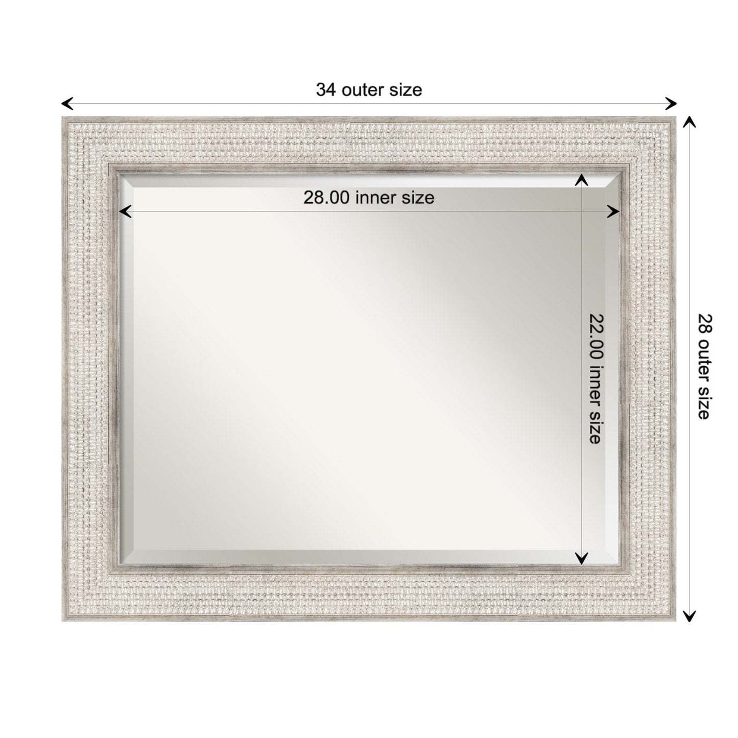Miroir mural de salle de bain en bois biseauté - Cadre argenté Treillis - Argent Treillis