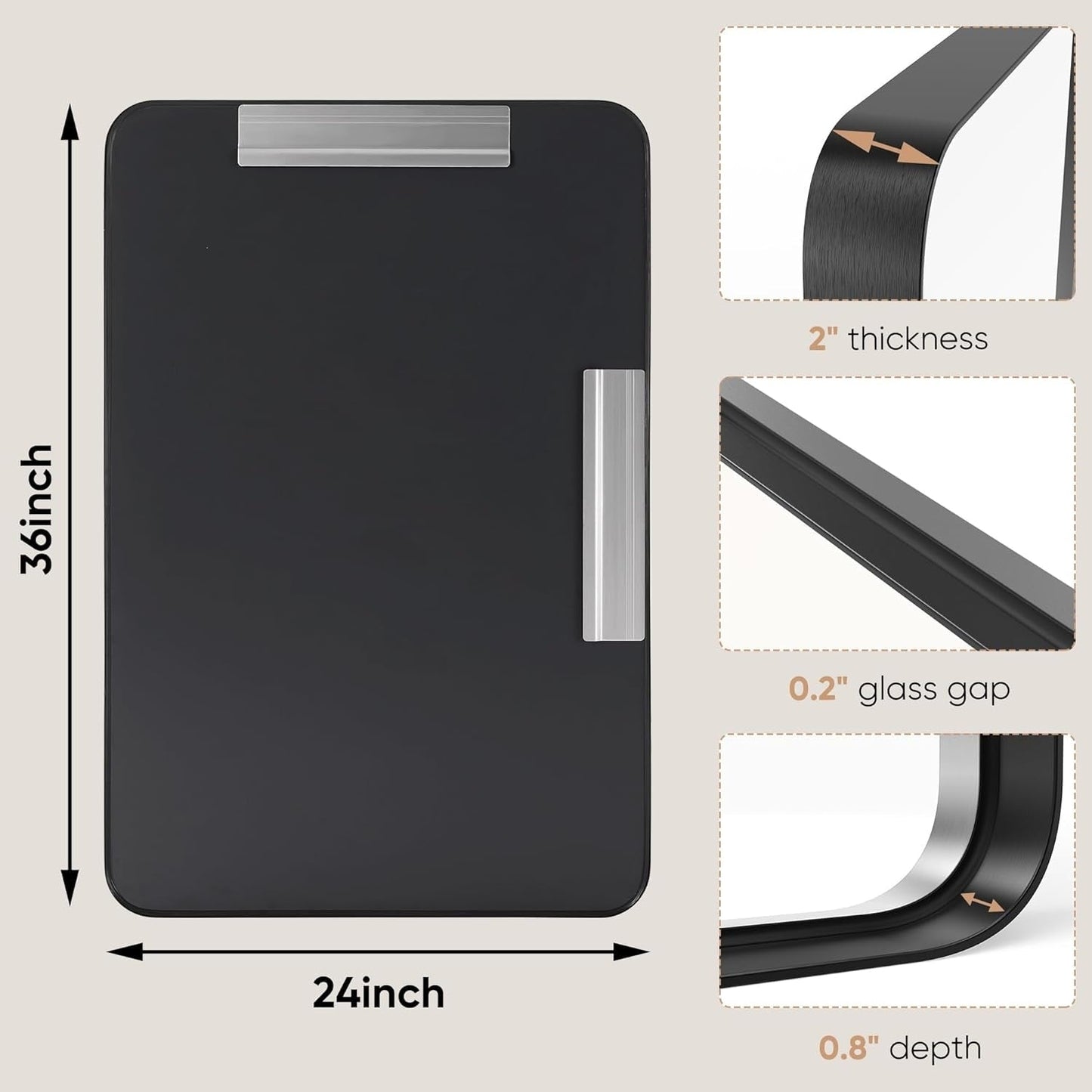 Modern Metal Frame Wall Mounted Bathroom Vanity Mirror with 5-year warranty