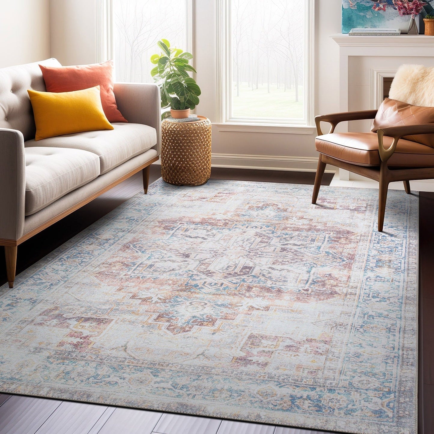 Bohemian Distressed Machine Washable Area Rug