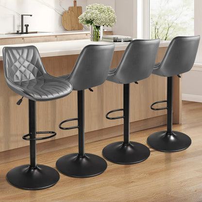 Bossin Adjustable Swivel Bar Stools with Backs – Counter Height