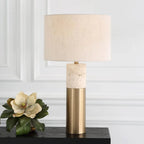 Lampe de table Bravertine Or et Travertin