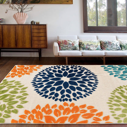 Brescia Modern Floral Circles Indoor/Outdoor Area Rug
