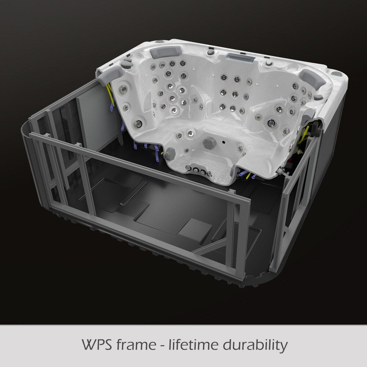 Maillot Buenospa 6 - Personne 46 - Spa à jets, blanc glacé, gris avec ozone et lumières LED