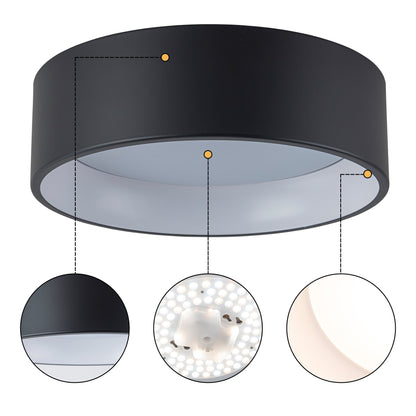 C Cattleya Black and Woodgrain 3CCT Integrated LED Flush Mount Ceiling Light