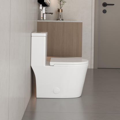 Toilette compacte monobloc CB HOME 24 po, siphon moderne à double chasse, siège à fermeture douce, hauteur confortable 16,5 po