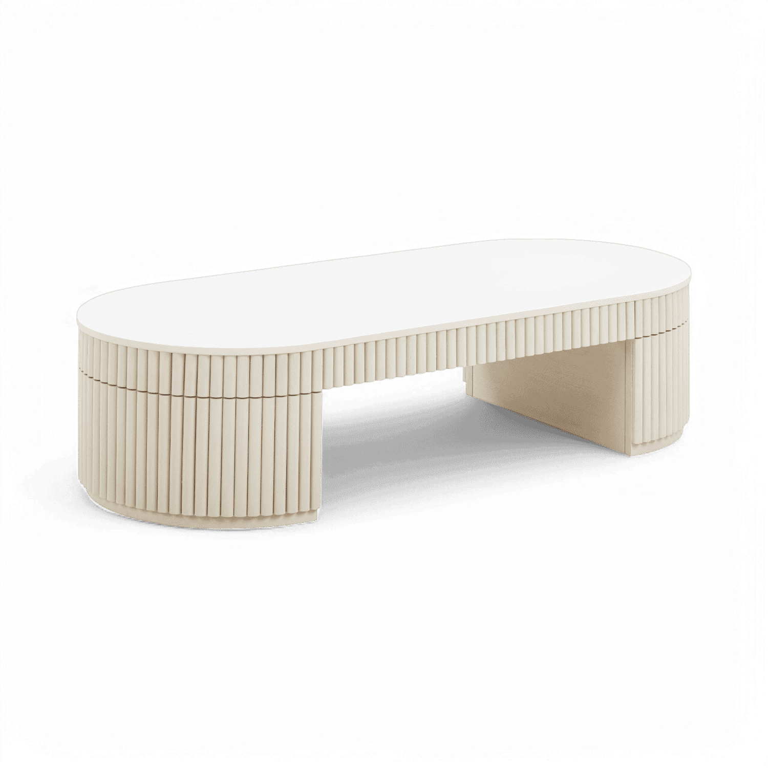 Table basse ovale Loom blanc cassé