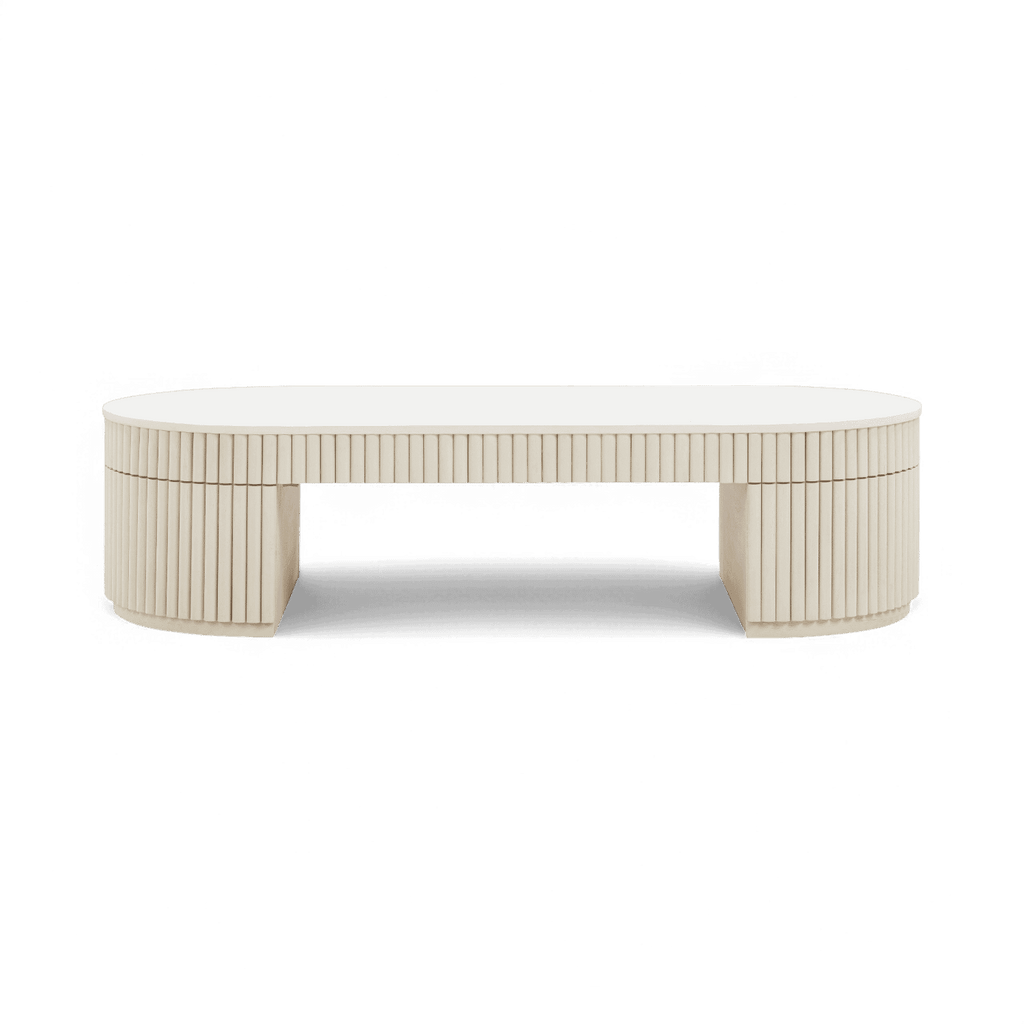 Table basse ovale Loom blanc cassé