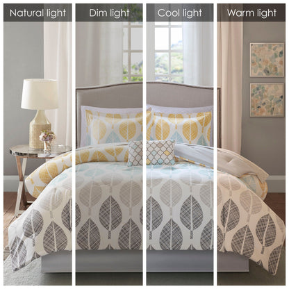 Madison Park Essentials Pelham Bay Yellow/Aqua 9 Piece Comforter Set with Cotton Bed Sheets