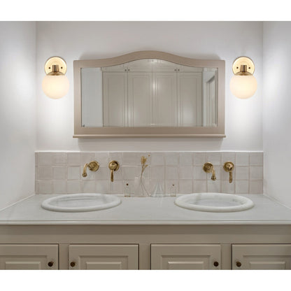 Cecil Globe Metal/Frosted Glass Modern Contemporary LED Vanity, by JONATHAN Y
