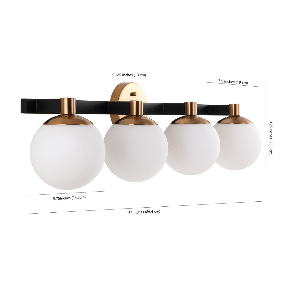 Cecil Globe Metal/Frosted Glass Modern Contemporary LED Vanity, by JONATHAN Y