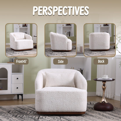 Fauteuil pivotant en chenille, canapé d'appoint confortable à 360 degrés pour salon, chambre et bureau avec coussin amovible