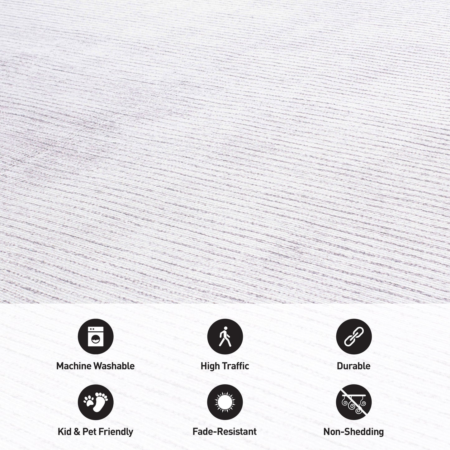 Contemporary Distressed Stripe Machine Washable Area Rug