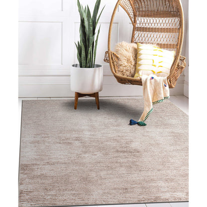 Contemporary Distressed Stripe Machine Washable Area Rug