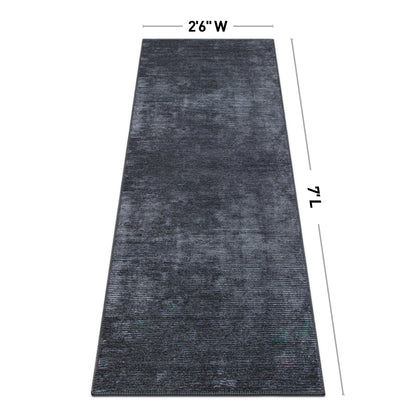 Contemporary Distressed Stripe Machine Washable Area Rug