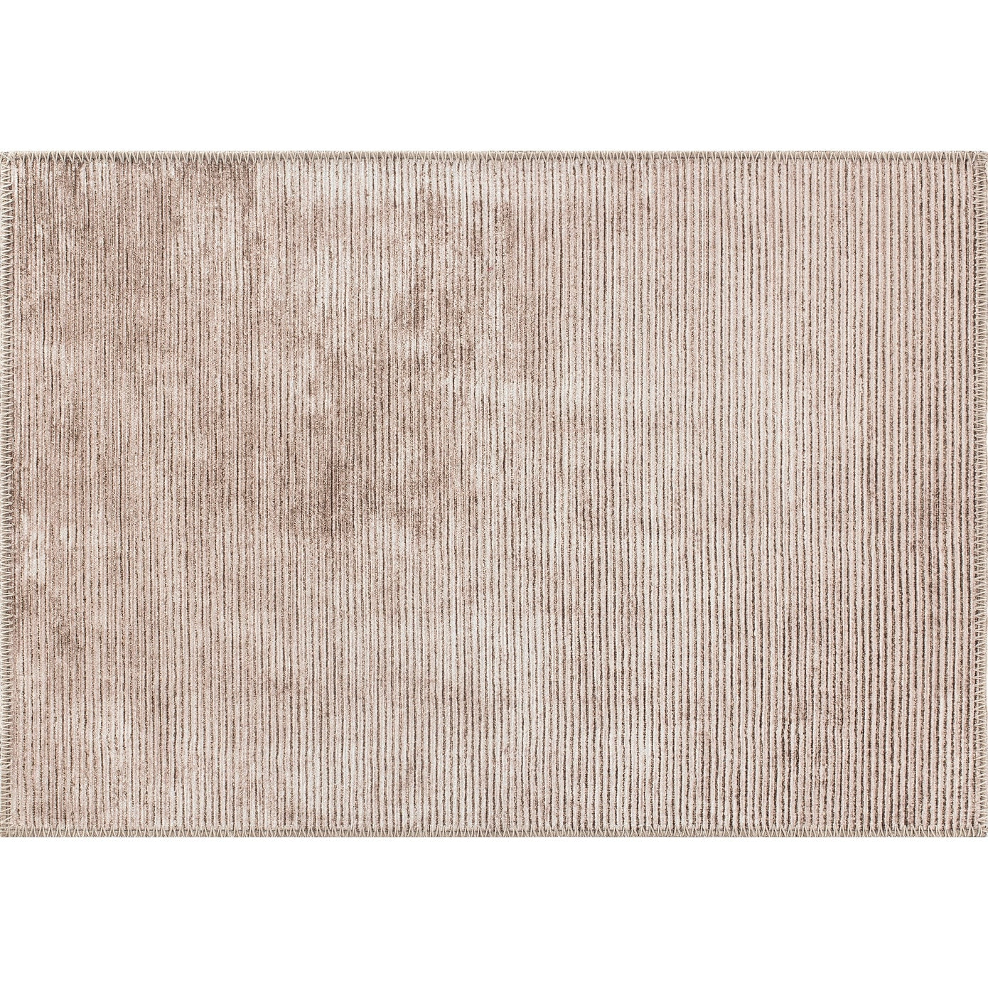 Contemporary Distressed Stripe Machine Washable Area Rug