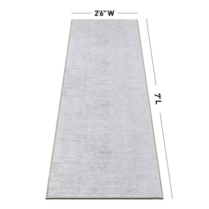 Contemporary Distressed Stripe Machine Washable Area Rug