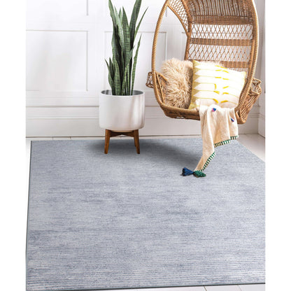 Contemporary Distressed Stripe Machine Washable Area Rug