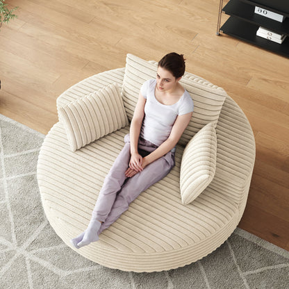 Chaise pivotante simple en velours côtelé et mousse chenille