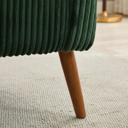 Canapé 2 places rembourré en velours côtelé avec pieds en bois de noyer